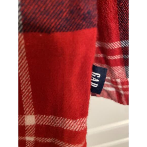 Gap Women’s Flannel Shirt Sz XL Large Red Black White Plaid Boyfriend Button Up - Picture 6 of 9